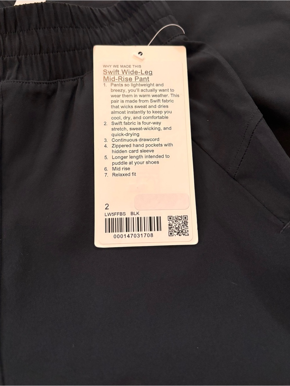 NWT Lululemon Swift Wide-Leg Mid-Rise Pant Size 2 - Picture 4 of 5